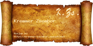 Kremmer Zsombor névjegykártya